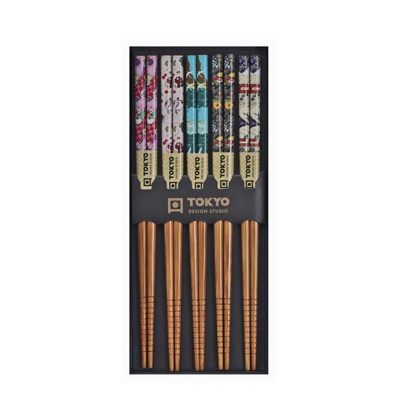 Essstäbchen im farbenfrohen Design 5 Paare