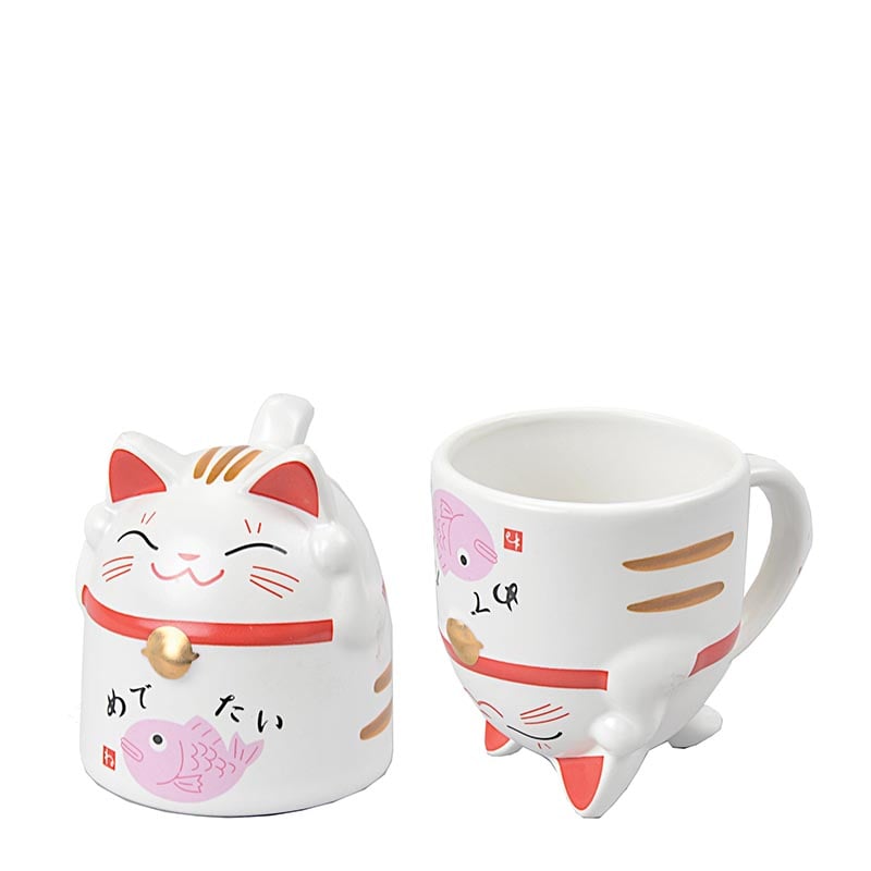 Katzen Tasse (Maneki-neko) Rosarot