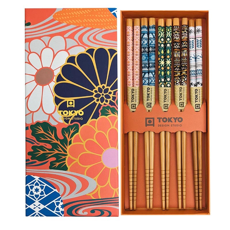 Essstäbchen Naturmuster (Geschenkbox) 5 Paare