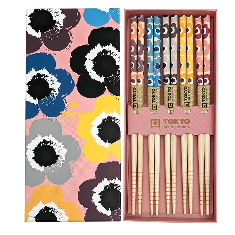 Essstäbchen Pastellblumen (Geschenkbox) 5 Paare