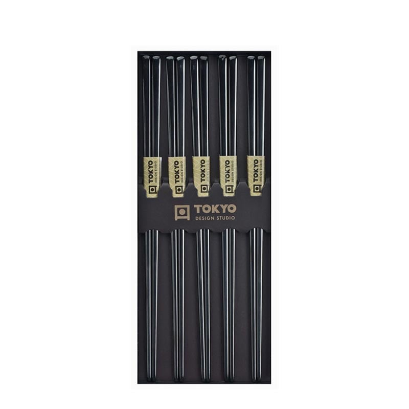 Essstäbchen Edelstahl Schwarz 5 Paare