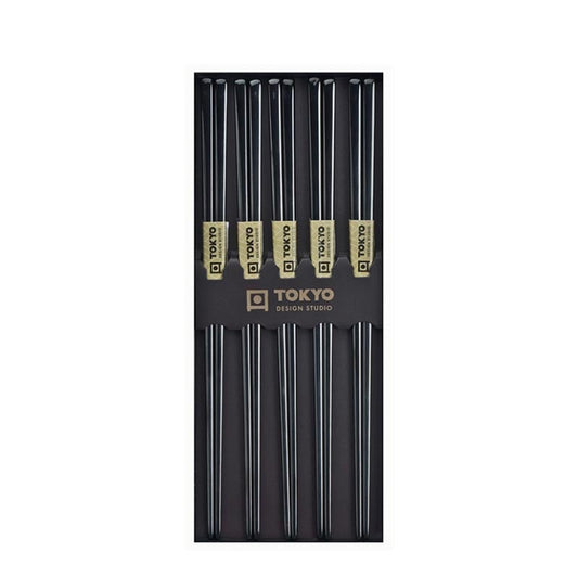 Essstäbchen Edelstahl Schwarz 5 Paare