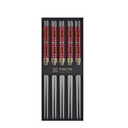Edelstahl-Essstäbchen mit stilvollem rotem Design