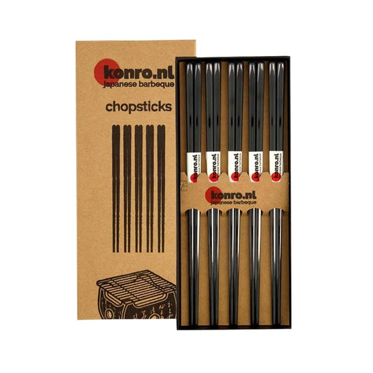 Essstäbchen aus schwarzem Edelstahl (Japanischer BBQ-Stil)