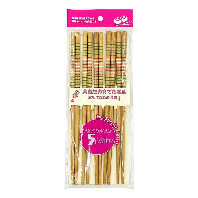 Essstäbchen im japanischen Stil, bunte Streifen, 5 Paare