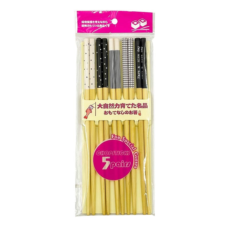 Essstäbchen im japanischen Stil Schwarz & Weiß 5 Paare