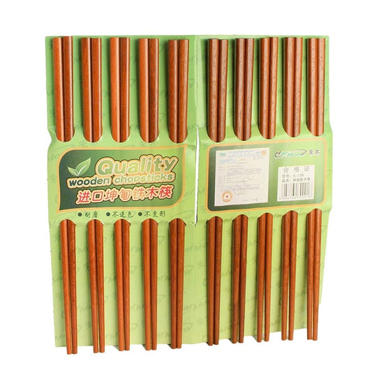 Runde Essstäbchen aus dunklem Holz, 10 Paare