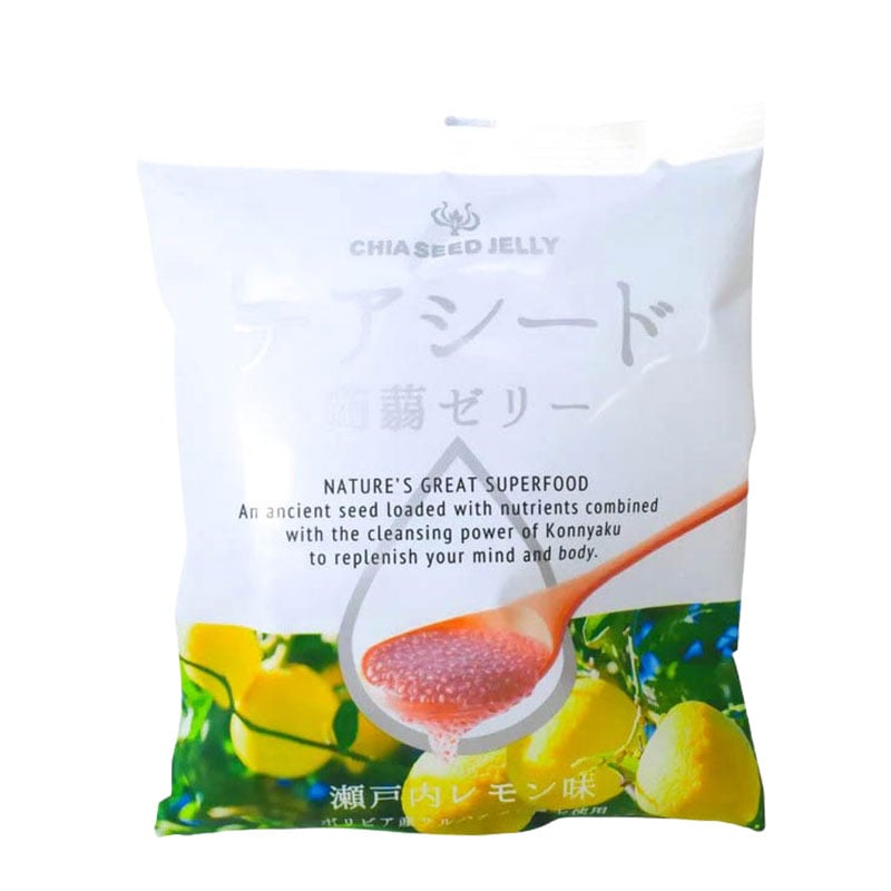 Chiasamen und Konnyaku Geleebonbons Zitrone