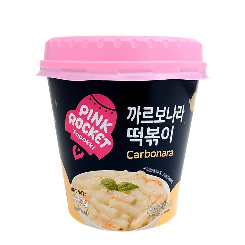 Instant Tteokbokki Carbonara Becher Pink Rocket 120g