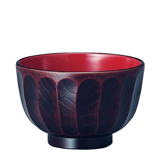 Japanische traditionelle Schale Melamin Schwarz & Rot Kiku Wari 10,7 cm