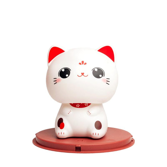 Lucky Cat Weiß Offene Augen Solarzelle