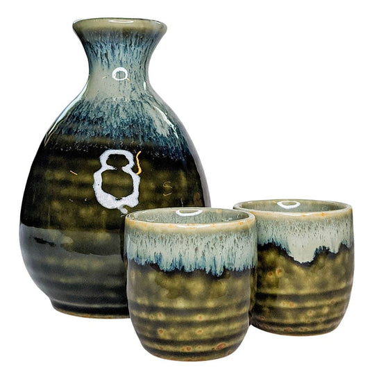 Sake-Set Oribe Irabo Karaffe und Becher