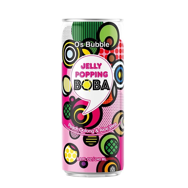 O's Bubble Popping Boba in der Dose Pfirsich & Aloe Vera 240ml