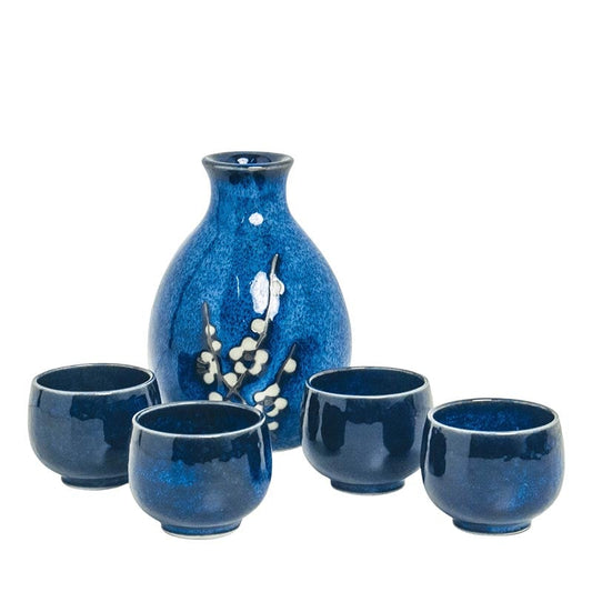 Sake-Set Hana Blau Karaffe und Becher