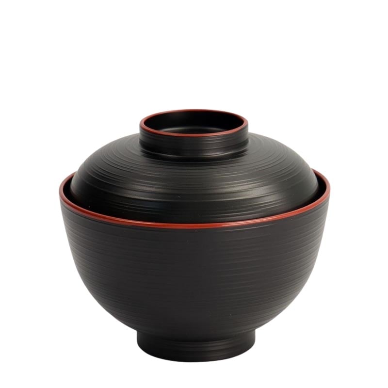 Miso- & Reisschale mit Deckel Lackware Schwarz 300ml