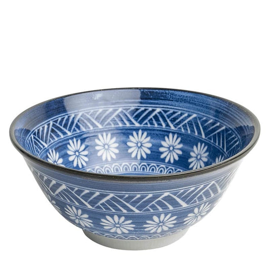 Japanische Reisschale Blaue Blumen 15cm