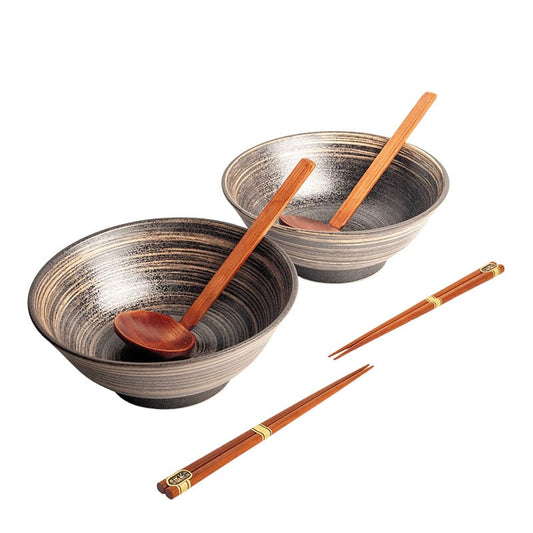 Ramen Set Essstäbchen & Löffel Uzu Braun