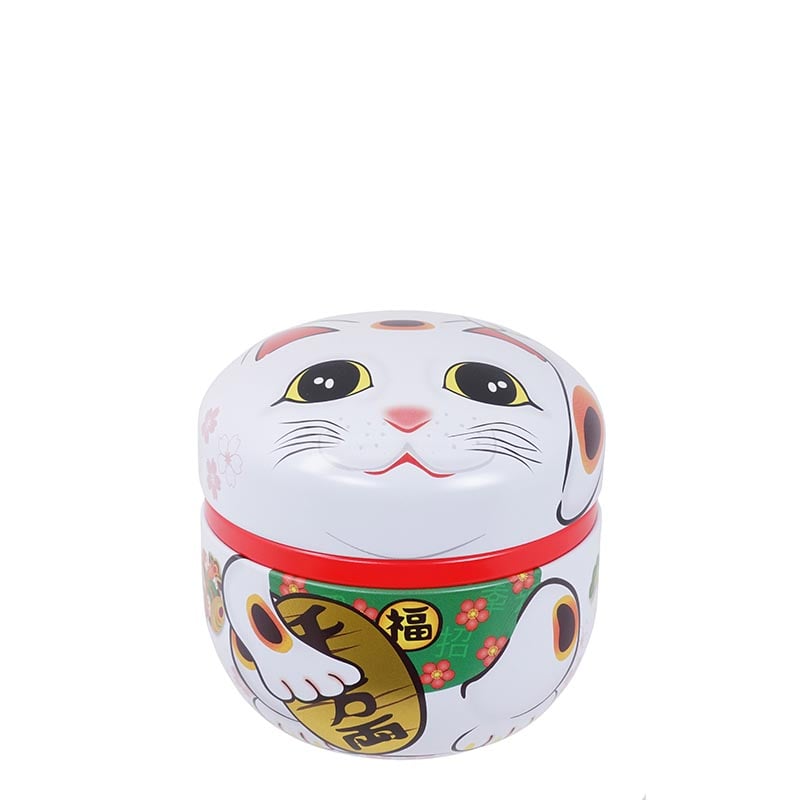 Japanische Teedose (Weißer Maneki Neko)