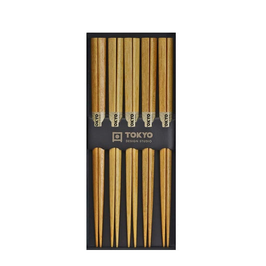 Essstäbchen aus hellem Holz, 5 Paare