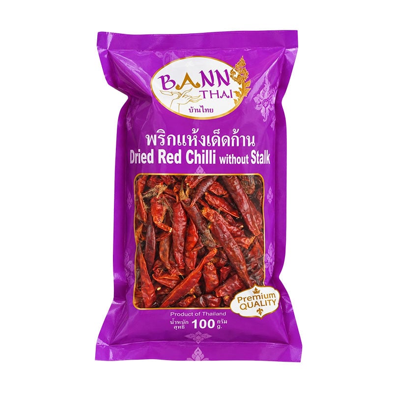 Hela thailändska små chilis utan stjälk 100g