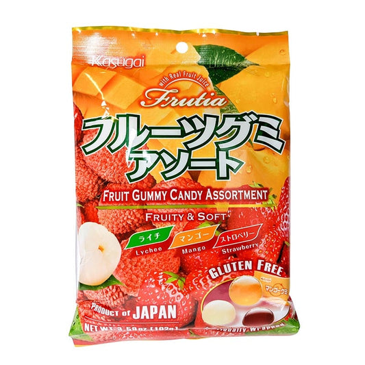 Kasugai Fruchtmischung Litschi, Erdbeere & Mango (Japanische Weingummis)