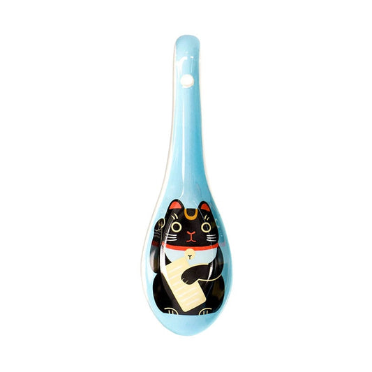 Kawaii Soppsked Maneki Neko Svart 13.8cm