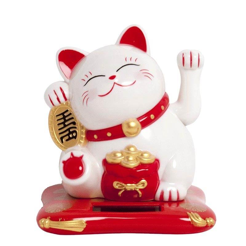 Lucky Cat Weiß Solarzelle