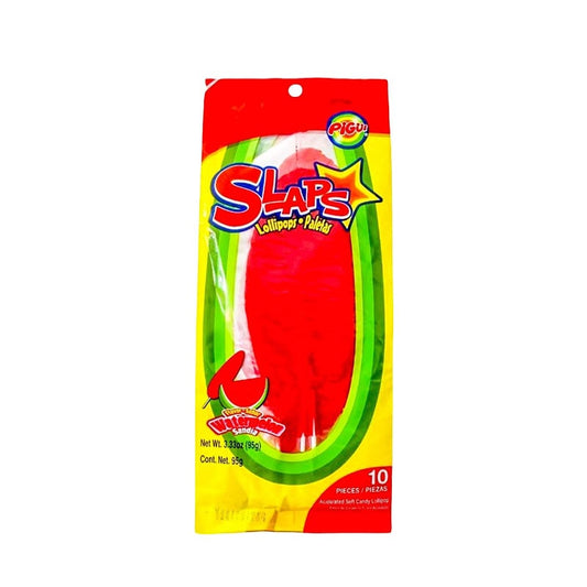 Cachetadas Slaps Wassermelone (Zusammengerollter Lutscher mit Süßigkeiten) 10 Stück