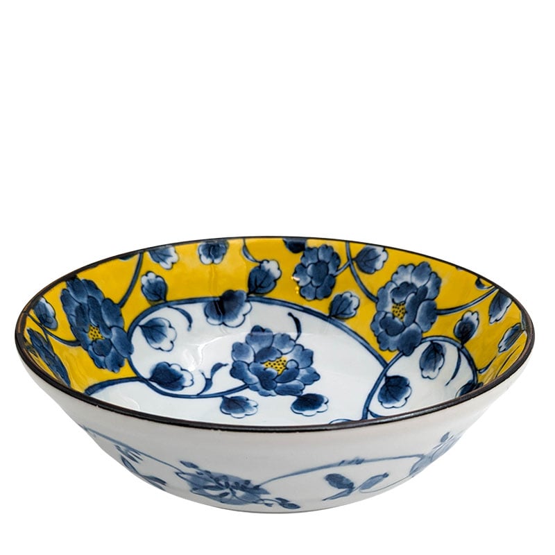 Ramen Schale Blaue & Gelbe Blumen 20,5 cm