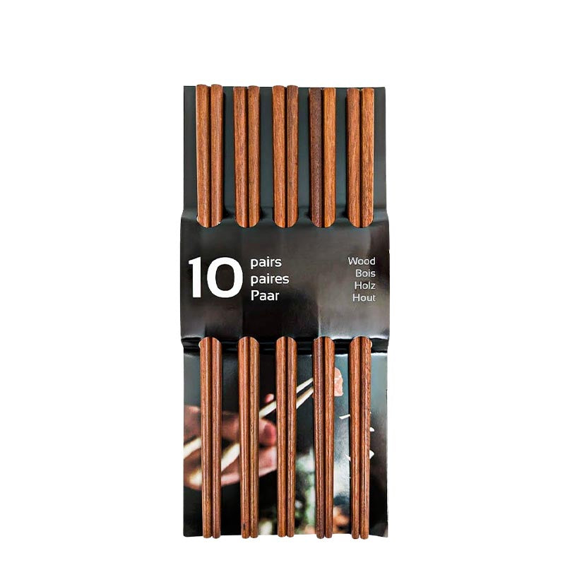 Runde Essstäbchen aus dunklem Holz, 10 Paare