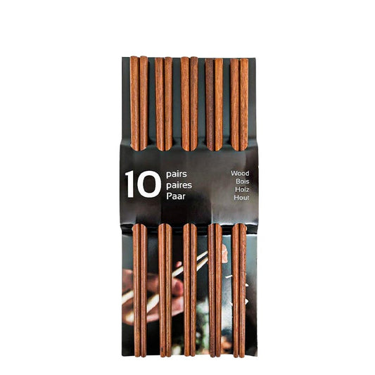 Runde Essstäbchen aus dunklem Holz, 10 Paare