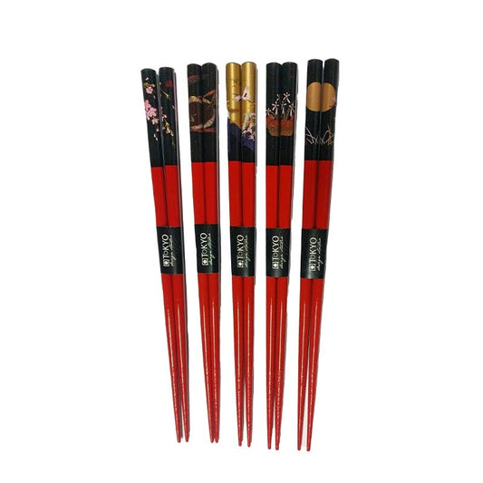 Rote japanische Essstäbchen 5 Paare