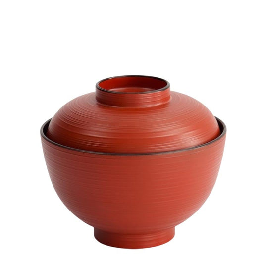 Miso- & Reisschale mit Deckel Lackware Rot 300ml
