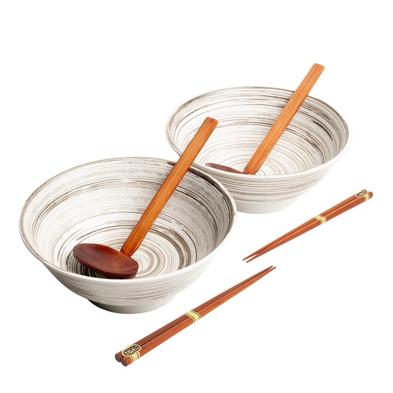 Ramen Set Essstäbchen & Löffel Uzu Weiß
