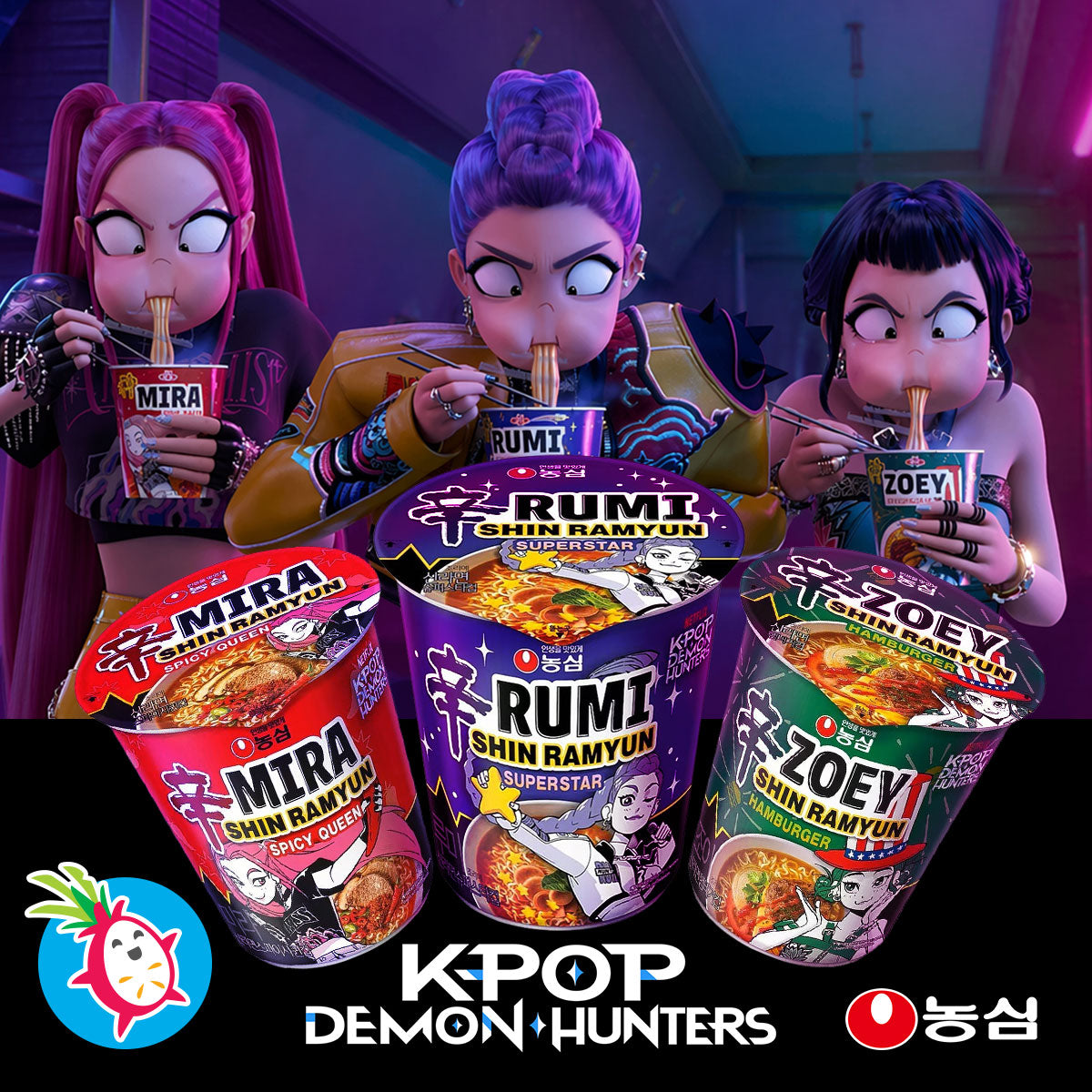 K-pop Demon Hunters essen Nongshim-Nudeln!